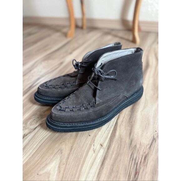 AllSaints Mens Brown Leon Suede Leather Lace Up Woven Chukka Boots Size 42 main image 3